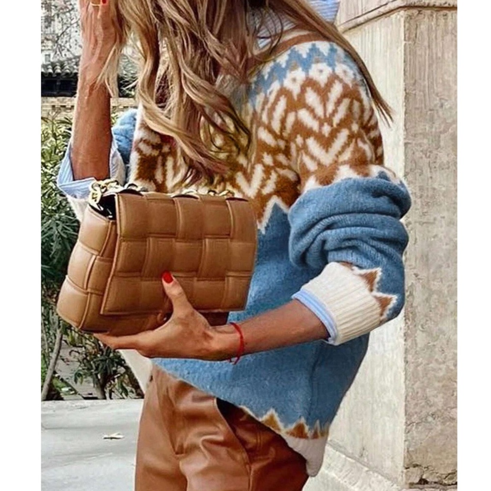 Cozy Fair Isle Print Oversized Sweater Top - Picture 7 of 14